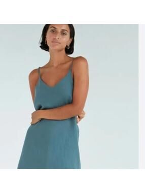 ALEMAIS Pastel Blue Cotton Semi-Sheer Cami Mini Dress Size 4 / Small